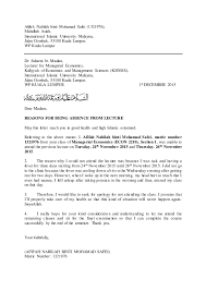 Thank you for your letter of. Excuse Letter