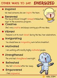 Energized Synonym 9 Synonyms For Energized In English 7 E S L Learn English Words English Phrases Learn English Vocabulary