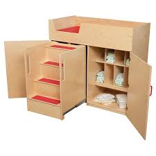 Deluxe Toddler Changing Table With Stairs 43 W X 22 D X 41 H Wood Design Changing Table Design