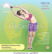Check spelling or type a new query. Yoga Steht Krescent Pose 10 Vector Illustration Von Yoga Exercises Mit Vollstandiger Textbeschreibung Namen Und Symbolen Canstock