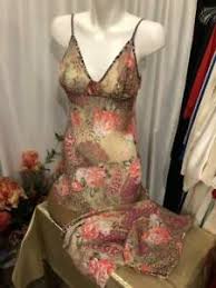 Details About Josie Natori 2pc Pajama Set Florall Chiffon Size S 083102
