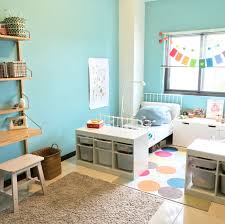 Shared Kids Room Ikea Svalnas Desk Shelf And Minnen Beds Shared Kids Room Ikea Kids Room Kids Shared Bedroom