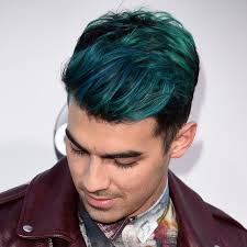 For a darker color or to cover grays. Joe Jonas With Blue Hair Men On Trend Dyed Hair Men Green Hair Men Men Hair Color