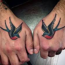 Bird Tattoo On Hand Men 70 Traditional Swallow Tattoo Designs For Men Old School Birds Traditional Swallow Tattoo Swallow Tattoo Sparrow Tattoo