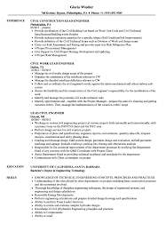 Provided technical assistance to staff when needed. Lead Civil Engineer Resume Samples Velvet Jobs
