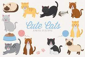 Cute Cats Clipart Vector Png 350358 Illustrations Design Bundles Cat Clipart Cute Cats Illustration Design