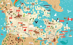 Canada Vast Land Of Awesome Adventures Illustrated Map Drawn Map Canada Map