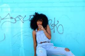 Natural hair journey stubborn streak. 5298945 4896x3264 Model Pose Black Woman African American Arts District Free Stock Photos Pose Afro Blue Wall Californium Denim Downtown Natural Hair Summer Blue Wall Curl Denim Wear Attitude Monochrome Fashion