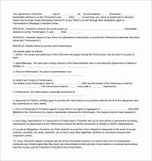 Artist Booking Contract Template Luxury 11 Booking Agent Contract Templates Free Word In 2020 Contract Template Rental Agreement Templates School Newsletter Template