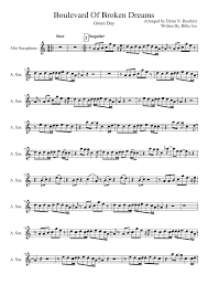 Came out in forty five, . Boulevard Of Broken Dreams Sheet Music For Saxophone Alto Solo Download And Print In Pdf Or Midi Free Sheet Music Musescore Com