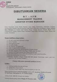 Suzuya department store senapelan plaza pekan baru berada di lantai 3 jalan teuku umar pekan baru riau. Lowongan Kerja Management Trainee Dan Assistant Manager Lowongan Kerja