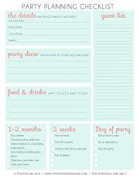 Printed Ink Designs Party Planning Checklist Party Planner Template Birthday Party Planner