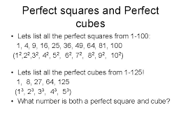 List of all perfect squares. Lesson 1 Square And Square Roots Cubes And