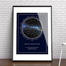 Custom Star Map Real Night Sky Map Custom Star Poster Constellation Map Personalized Star Print Printed Poster Map Anniversary Gift Anniversary Gifts For Husband 1st Anniversary Gifts