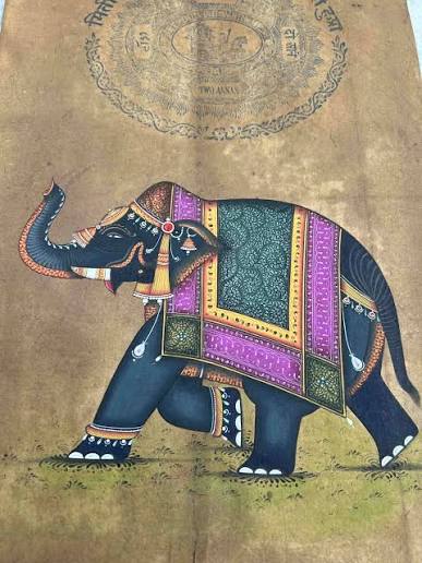 Elephant Miniature Painting On Old Stamp Paper | Mohan Prajapati