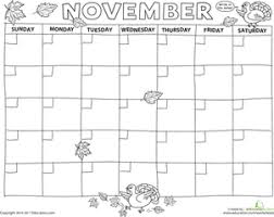Create A Calendar November Worksheet Education Com Create A Calendar Preschool Calendar Kindergarten Calendar