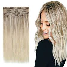 Shop with confidence on ebay! Amazon Com Hair Extensions Clip In Blonde 14inch Balayage Human Hair Double Weft Ombre Ash Blonde Fading To Platinum Blonde Real Hair Clip In Extensions 100g 7pcs Beauty
