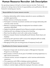 Human Resource Recruiter Job Description | Velvet Jobs