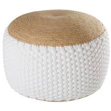 Pouf Tresse En Jute Et Coton Blanc 30x60cm Maisons Du Monde En 2020 Coton Blanc Coussin En Jute Jute