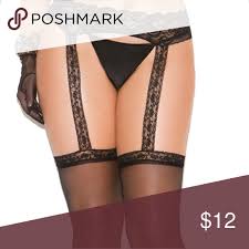 Lace Trim Garter Hose Queen Size Elegant Moments Lace Trim Clothes Design