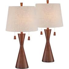 For your consideration, a mid century modern task lamp by lloyds. 360 Lighting Mid Century Modern Table Lamps Set Of 2 Brown Wood Oatmeal Tapered Drum Shade For Living Room Family Bedroom Bedside Target