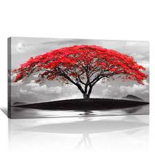 We may earn commission on some of the items you choose to buy. Canvas Wall Art For Living Room Bathroom Wall Decor Black And White Landscape Red Tree Moon Scenery Hang Painting Home Decorations For Office Bedroom Kitchen Works Canvas Prints Pictures 20 X 40 Inch