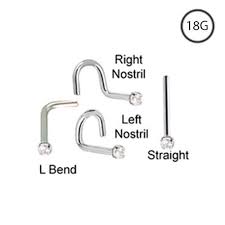 18kt White Gold Nose Stud Ring Left Nose Screw 1 3mm Genuine Diamond 18g Free Nose Ring Backing Gold Nose Stud Nose Jewelry Nose Stud