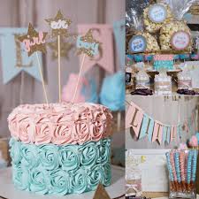 Details Of The Dessert Table Thank You Caketerest For This Beautiful Gender Reveal Rosette Cak Gender Reveal Cake Gender Reveal Cupcakes Gender Reveal Banner