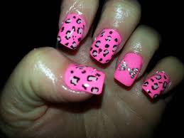 cute pink leopard print nail art designs