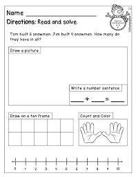 Kindergarten Math Worksheets Winter Theme Word Problem Worksheets Word Problems Word Problems Kindergarten