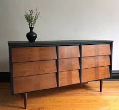 Refinished Mid Century Modern Dresser In Matte Black Mid Century Modern Dresser Modern Dresser Refinishing Furniture