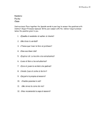 First, let's establish what a direct object (do) pronoun los, las. Indirect Object Pronouns Spanish Worksheet Pdf Nidecmege