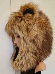 Brown Bear Hat Faux Fur Grizzly Animal Hood