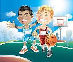 Kids Playing Basketball On Outdoor Court Illustration Cartoon Kids Playing Cartoon Funny Posters