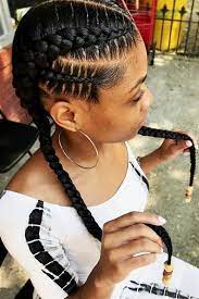 Double Goddess Braids With Beads Goddessbraids Braids Longhair Braidedhairstyles Goddess Braids Hairstyles Natural Hair Styles Cornrow Hairstyles
