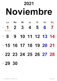 Calendario Noviembre 2021 Calendarpedia