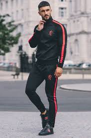 Black And Red Adidas Tracksuit Bottoms Tapered Poly Tracksuit Bottoms Black Red Tracksuit Gymking Track Suit Men Tracksuit Red Tracksuit