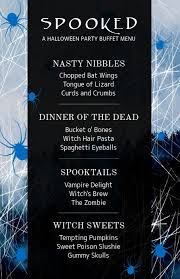 Halloween dinner and party ideas. Spider Web Half Page Wide Menu Halloween Food Menu Halloween Menu Halloween Buffet