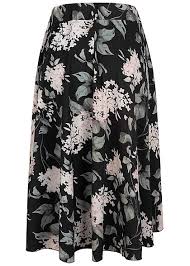 Red and black minimalist f… Styleboom Fashion Women Midi Skirt Floral Print Black Green