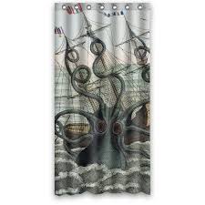 Custom Shower Curtain Sea Monster Kraken Octopus Waterproof Fabric Bathroom Sh Shower Curtain Polyester Fabric Shower Curtains Custom Shower Curtains