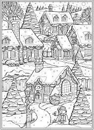 Village Scene From Creative Haven Country Christmas Coloring Book D Christmas Coloring Books Printable Christmas Coloring Pages Christmas Coloring Sheets