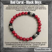 Black And White Bead Bracelet Meaning Move Forward Red Coral Black Onyx Bracelet Red Coral Beaded Bracelets Yoga Bracelet Beads