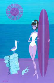 Bird song, the wind in the trees and the pounding of the surf far away enhance the languorous mood of a warm afternoon. Pin By K Flechert On 60 S Beach House Retro Art Tiki Art Art