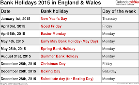 Included in this list are religious dates, notable dates and bank holidays. Bank Holidays 2015 In The Uk With Printable Templates