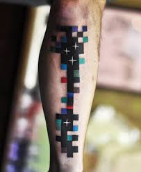 These intense logos are exceptionally valiant for venerable fellows of all backgrounds. Pixel Tribal Tattoo On The Left Lower Leg