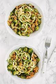 Chicken Sausage And Broccoli Zucchini Pasta With Parmesan Inspiralized Healthy Veggie Forward Recipes With A Bit Of Motherhood Realness Recipe Zoodle Recipes Chicken Sausage Recipes Zucchini Pasta