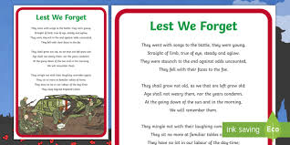 Lest We Forget Poem Display Poster Teacher Made