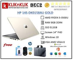 Jual Laptop Hp 14s Dk0158au Gold Ryzen 5 Resmi Hp Free Office Ori Di Lapak Klik N Klik Bec Two Bukalapak