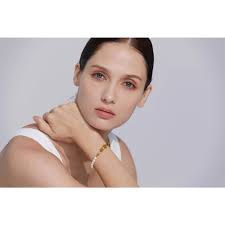 Pulseira Solstela Com Pérolas e Corrente Banhada a Ouro 18K