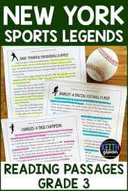 New York Sports Legends Paired Passages Grade 3 Distance Learning Reading Passages Third Grade Reading Activities Nonfiction Reading Passages